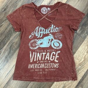 Affliction American Customs Women’s Shirt size small 100% cotton. Mortorcyle
